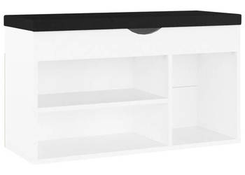 Ławka na buty z poduszką biała 80x30x47 cm WM-326759