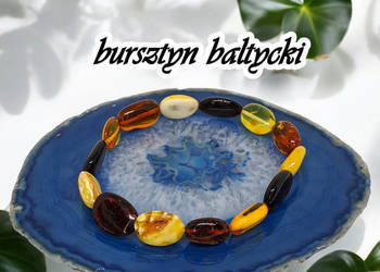 Bransoletka z bursztynu, bursztyn bałtycki pastylki kolorowe #322