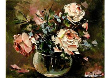 Kowalik - Róże VIII - 30x24cm Obraz Olejny Kwiaty Bukiet