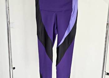 Fioletowo czarne legginsy wysoki stan modelujące