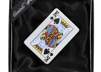 Biała Zapalniczka Żarowa Gazowa Metalowa w Kształcie Talii Kart Król