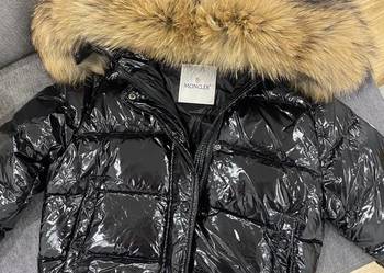Kurtka damska gęsi puch Moncler puchowa zimowa futro z kapturem XS S M L