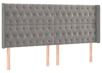Zagłówek do łóżka z LED jasnoszary 183x16x118/128 cm aksamit WM-3124444