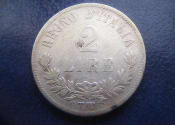 Stare monety 2 liry 1863 Włochy srebro
