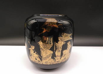 Wazon Grecki KE Czarny Porcelana Złocona 24K Gold