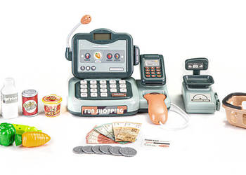 Kasa sklepowa produkty skaner kalkulator dźwięki