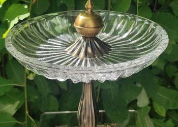 SECESYJNA PATERA MOSIĄDZ KRYSZTAŁ ONYKS WYS.34 cm