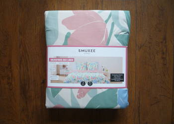 Smukee nowa pościel beżowa pastelowe kwiaty 200x220