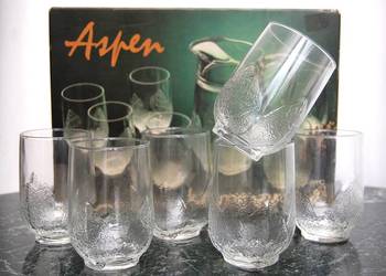 Luminarc Aspen komplet 6 szklanek stołowych vintage nowe szklanki liść