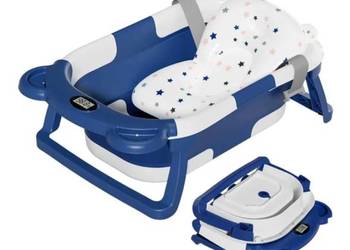 przenośna składana wanienka z termometrem dla dziecka niebieska