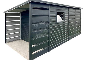 Schowek - domek 3,5x2m - wiata 1m  okno - antracyt