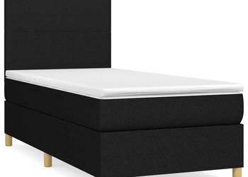 Łóżko kontynentalne z materacem czarne tkanina 80x200 cm WM-3142131