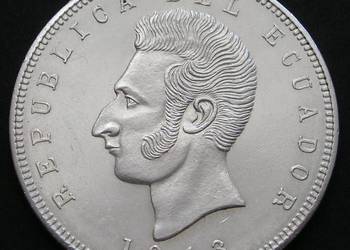 EKWADOR 5 SUCRE 1943 - GENERAŁ - SREBRO - STAN 1/2