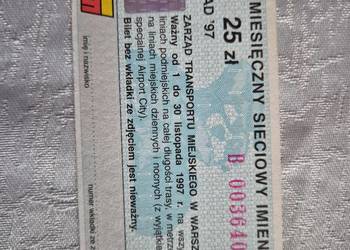 Bilet miesięczny ztm z 1997
