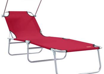vidaXL Składany leżak z zadaszeniem, stal i tkanina, czerwony(SKU:41198)