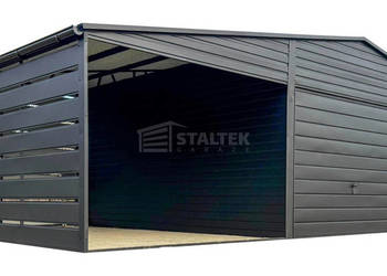 Garaż blaszany 6,5X5m wiata 3,5x5m 2X brama antracyt dach rynny ST230