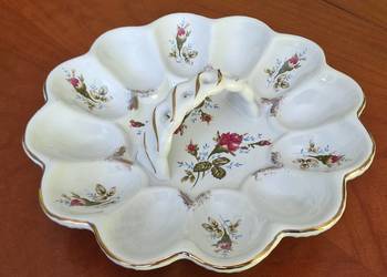 Porcelanowy talerz / koszyczek na jajka CHODZIEŻ – Złocenia i Róże Vintage