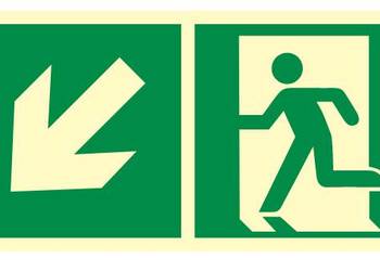 Naklejka BHP wyjście ewakuacyjne (w dół lewostronny) AAE103