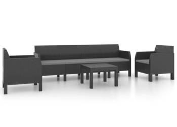 4-cz. zestaw wypoczynkowy poduszki rattan PP antracyt WM-3079676