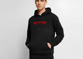 Ekologiczna męska bluza z kapturem Premium KRAKÓW Since 1257 Czerwony kolor