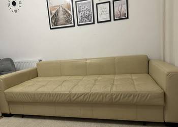 Skórzana kanapa rozkładana w bardzo dobry stan, 240 x 95cm Fun. spania