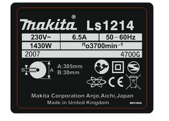 Naklejka tabliczka znamionowa Makita LS1214 863183A 66 x 51 mm