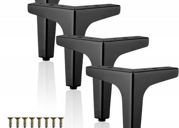4 czarne nóżki meblowe, 13 cm, metalowe