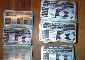Tabliczki znamionowe Agromet Lublin