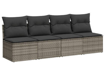 Sofa ogrodowa z poduszkami 4-osobowa szara polirattan WM-366116