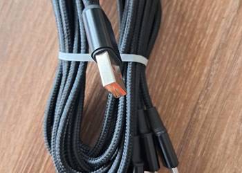 nowy kabel do ładowania 3w1 USB-3USB-C długość 1,2m