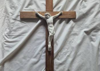 Duży stary Krzyż 59 cm lata 80' Krzyż z Panem Jezusem