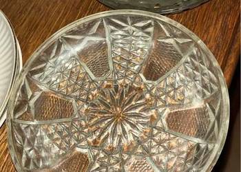 Miseczka szklana. Talerzyk. Owocarki. PRL. Cięte szkło.