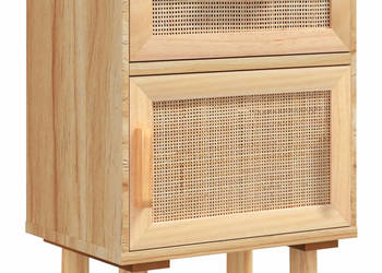 Szafka nocna brązowe lite drewno sosnowe i naturalny rattan WM-345610