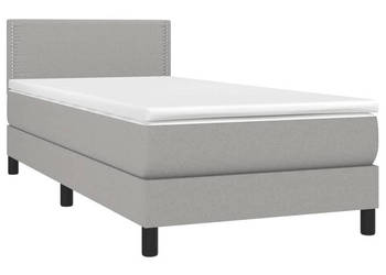 Łóżko kontynentalne z materacem jasnoszare tkanina 90x190cm WM-3133037