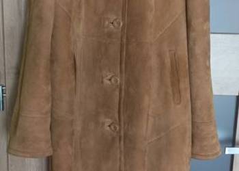 Kożuch damski z kapturem rozmiar M stan bardzo dobry, skóra zamszowa