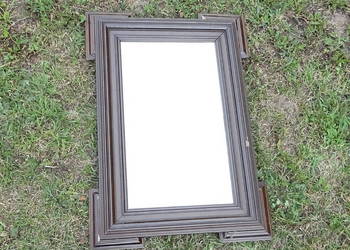 Stara drewniana rama / lustro w stylu zakopiańskim / retro 70x49.5 cm