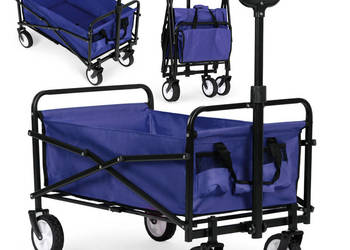 Wózek plażowy transportowy ogrodowy składany niebieski 48x90 cm MultiGarden