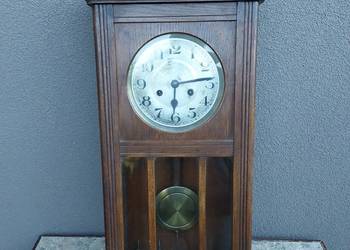 Stary zegar ścienny gabinetowy PHS przedwojenny sprawny film gongu E251