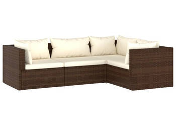 4-cz. zestaw wypoczynkowy do ogrodu poduszki rattan PE brąz WM-3101674