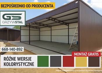 Garaż Blaszany |Wiata o wymiarach 8x5m OTWARTA | HALA - GRZYWSTAL