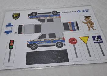 Straż miejska 986, Arkusz do wycinania, samochód do składania, policja (Zab