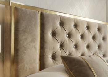 GOLDEN 140x200 z pojemnikeim łóżko do sypialni z kryształkami