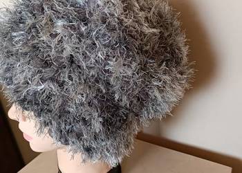 Czapka zimowa handmade szara El.z6