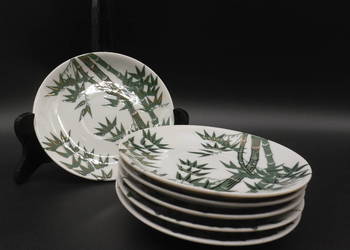 Talerzyki/podstawki porcelanowe ozdobione motywem bambusa Japonia 6szt.