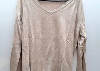 Beżowy sweter New Look z dekoltem V – rozmiar M