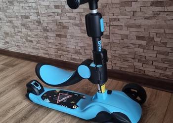 BremToy Składana hulajnoga dziecięca z siedziskiem dla 3+ lat, niebieska