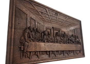 Ostatnia Wieczerza – rzeźba 3D w drewnie dębowym | głęboki relief PREZENT