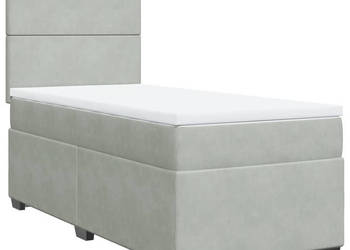 Łóżko kontynentalne z materacem jasnoszare aksamit 80x200 cm WM-3290756
