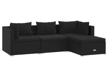 4-cz. zestaw wypoczynkowy do ogrodu poduszki czarny rattan PE WM-3101640