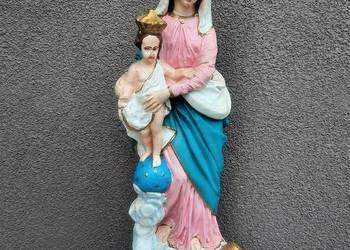 Stara figura gipsowa Matka Boska z Dzieciątkiem 56cm